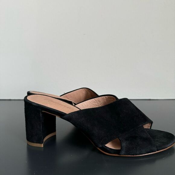 Madewell The Greer Mule Sandal Size 7.5 Black Comfort Suede Medium Block Heel - Picture 4 of 13